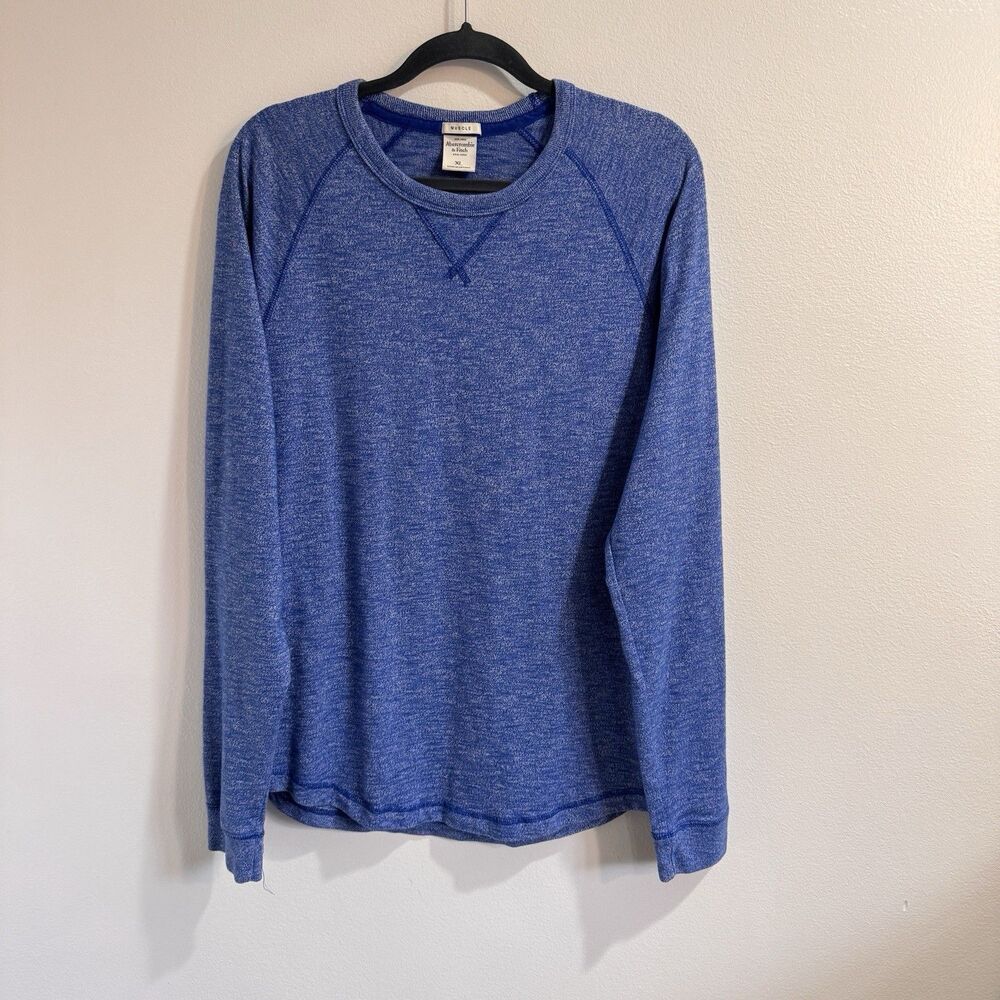 Vintage Y2K Abercrombie & Fitch Muscle Shirt XL Crewneck Blue Long Sleeve